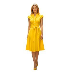 Wedtrend 1950s Retro Dress Womens Size Small Yellow Rockabilly Tradwife